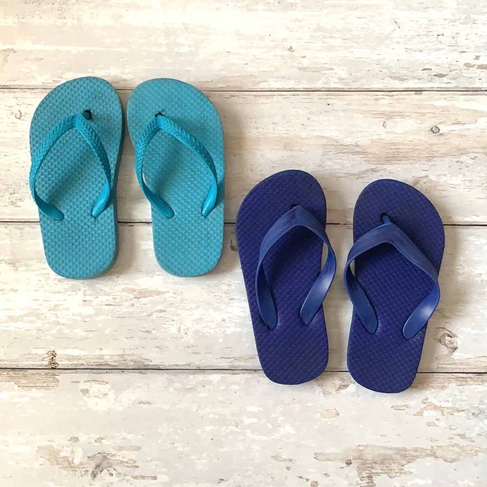 Toddler Flip Flops Sandals Navy Blue Teal Size 5.5 & 7 Summer Shoes Waterproof